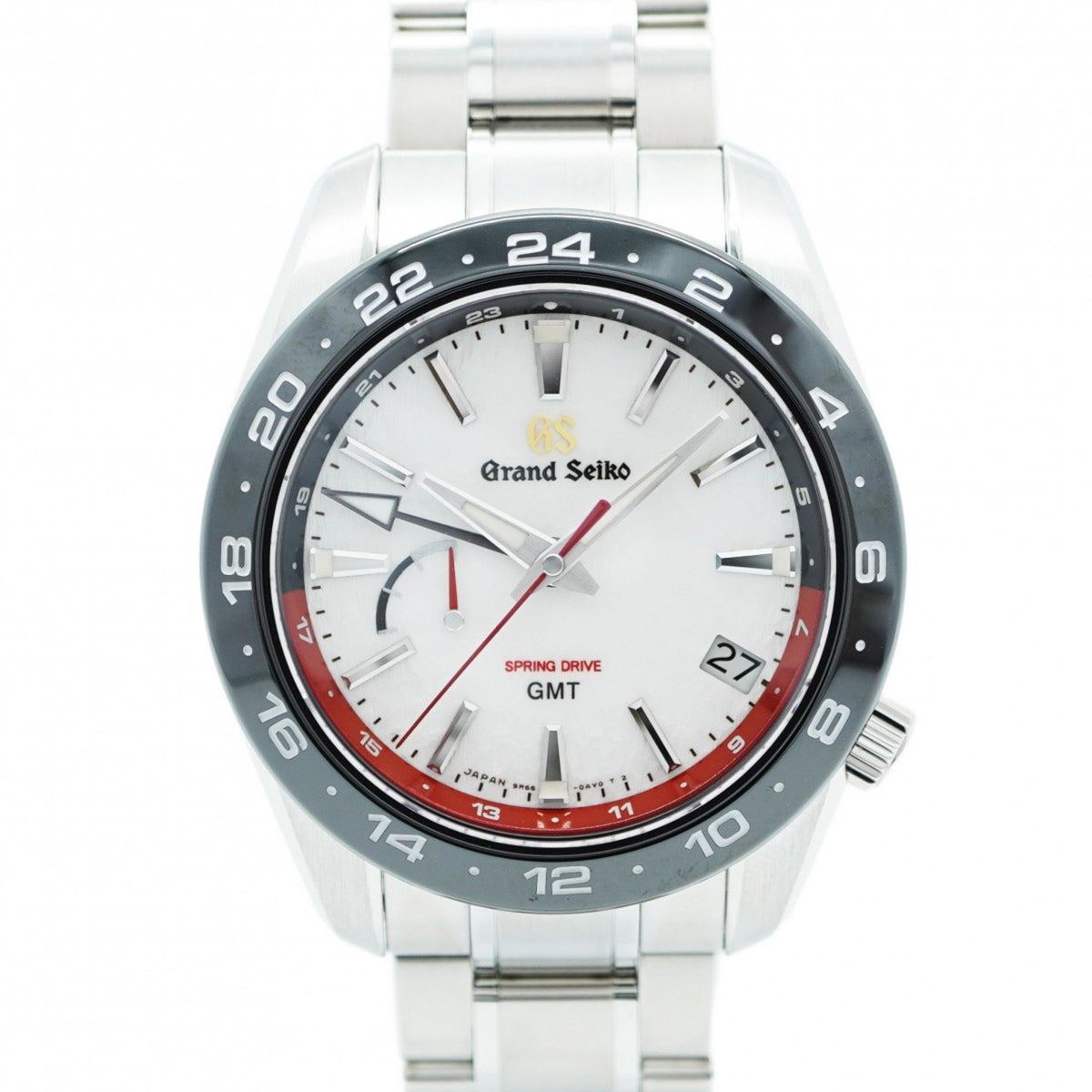 Gebrauchte Seiko Grand 9R66-0BB0 Herrenuhr mit weißem Zifferblatt 