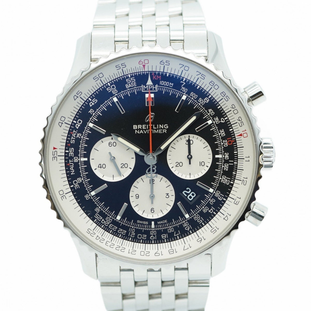 Gebrauchte Breitling Navitimer AB0127 Herrenuhr mit schwarzem Zifferblatt 