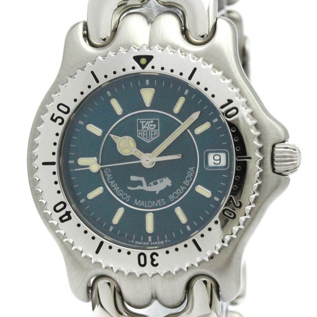 Gebrauchte, polierte TAG HEUER Sel Galapagos Malediven Bora Bora Herrenuhr WG111K BF582082 
