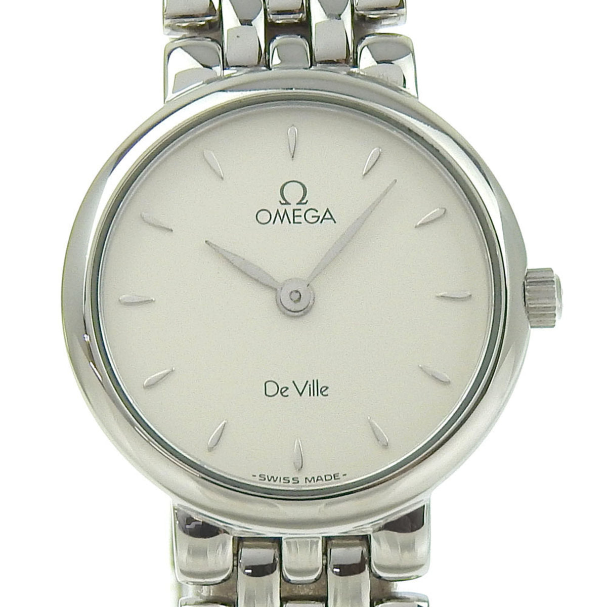 Gebrauchte OMEGA De Ville Uhr 4570.31 Edelstahl Quarz Analoganzeige Silbernes Zifferblatt Damen 