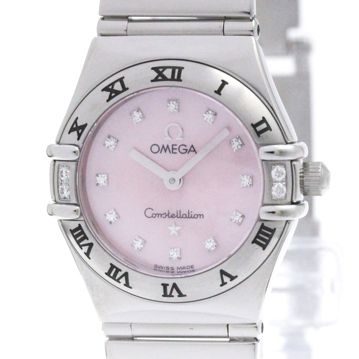 Pre-Owned OMEGA Constellation My Choice Diamond Pink MOP Watch 1566.66 Polished