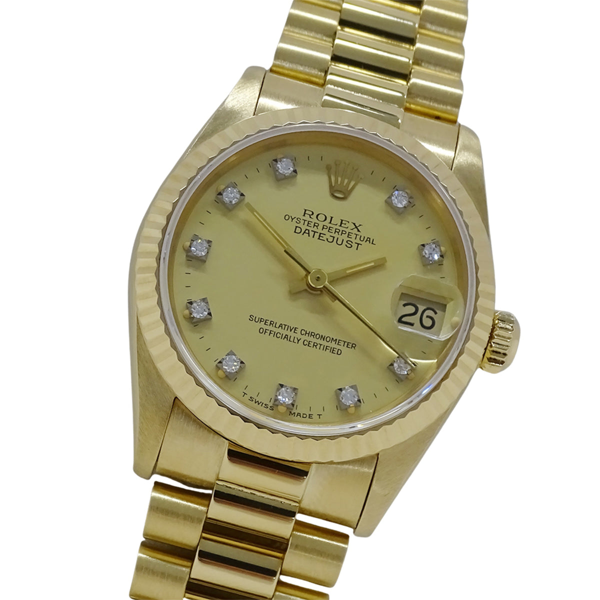 Pre-Owned Rolex Datejust 68278G 86 Series Watch, Boys' Brand, 10 Diamonds, Automatic, 18K 750YG Gold, Polished