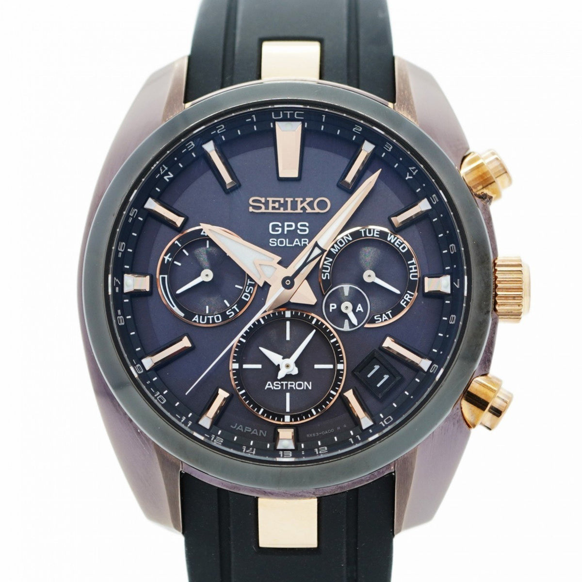 Gebrauchte Seiko Astron 5X53-0AJ0 Herrenuhr mit schwarzem Zifferblatt 