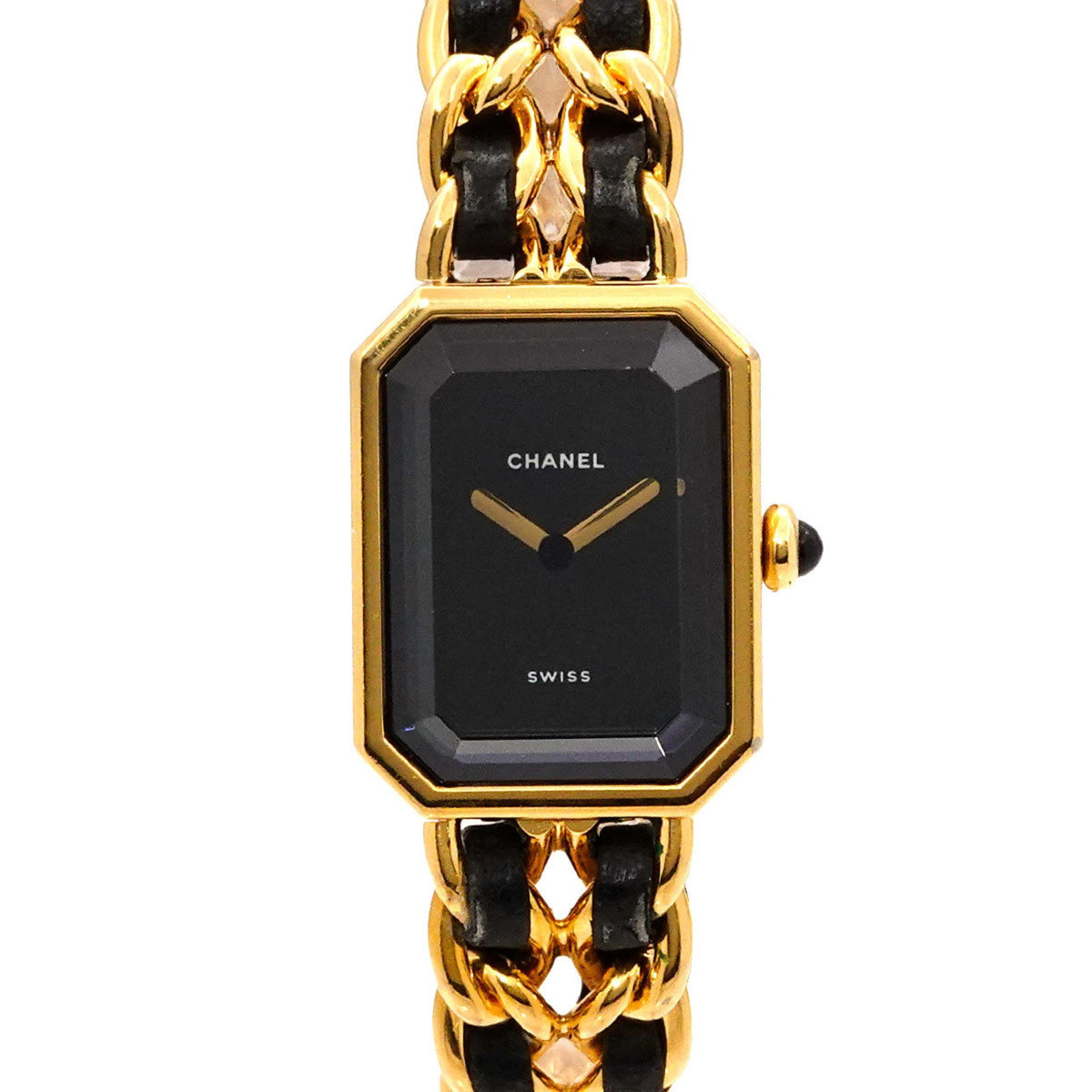 Gebrauchte CHANEL Premiere L Größe H0001 Damenuhr Schwarz Gold Quarz 