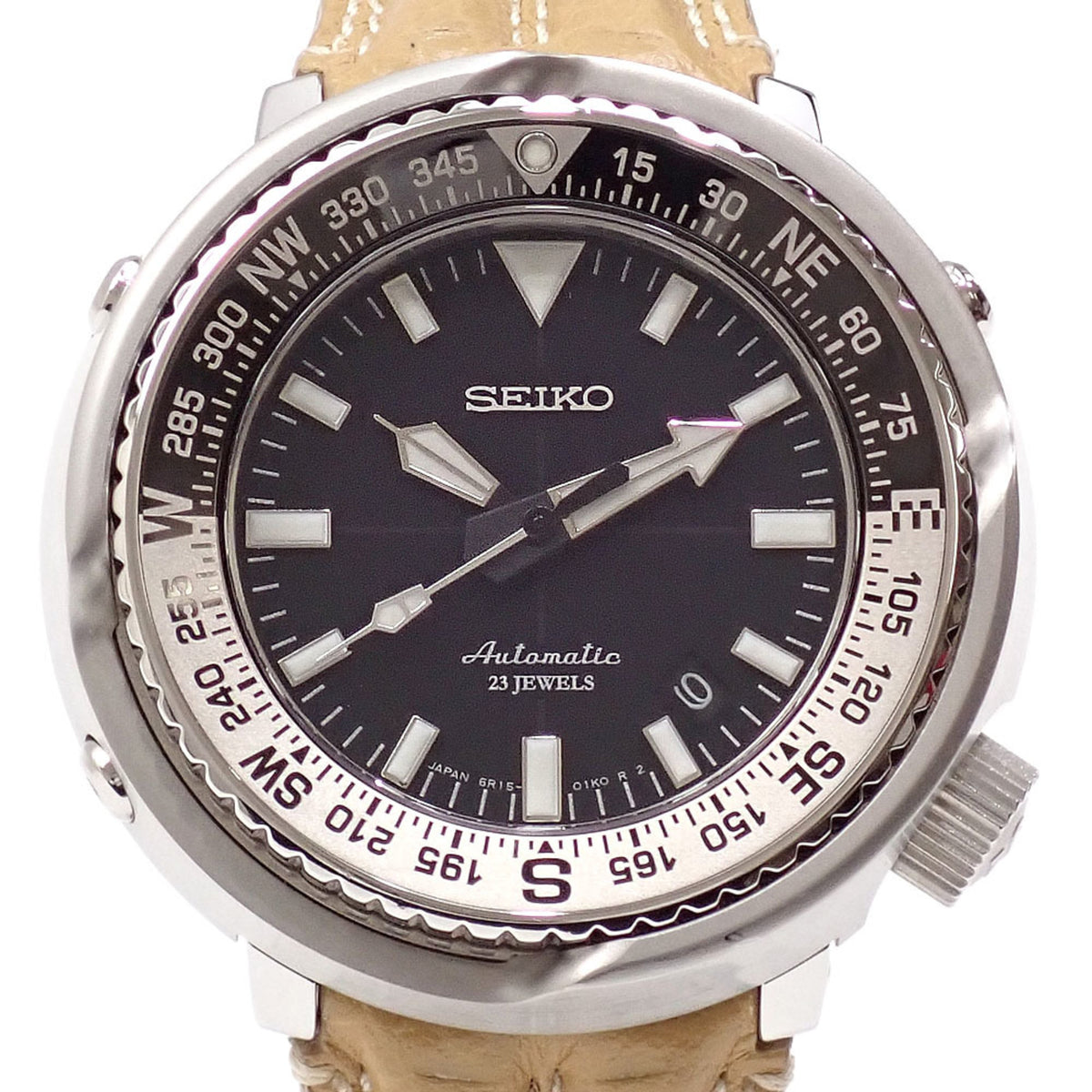 Pre-Owned Seiko Prospex Fieldmaster Men's Automatic Watch, Stainless Steel, Leather Strap, 6R15-01W0 (Automatic Winding)