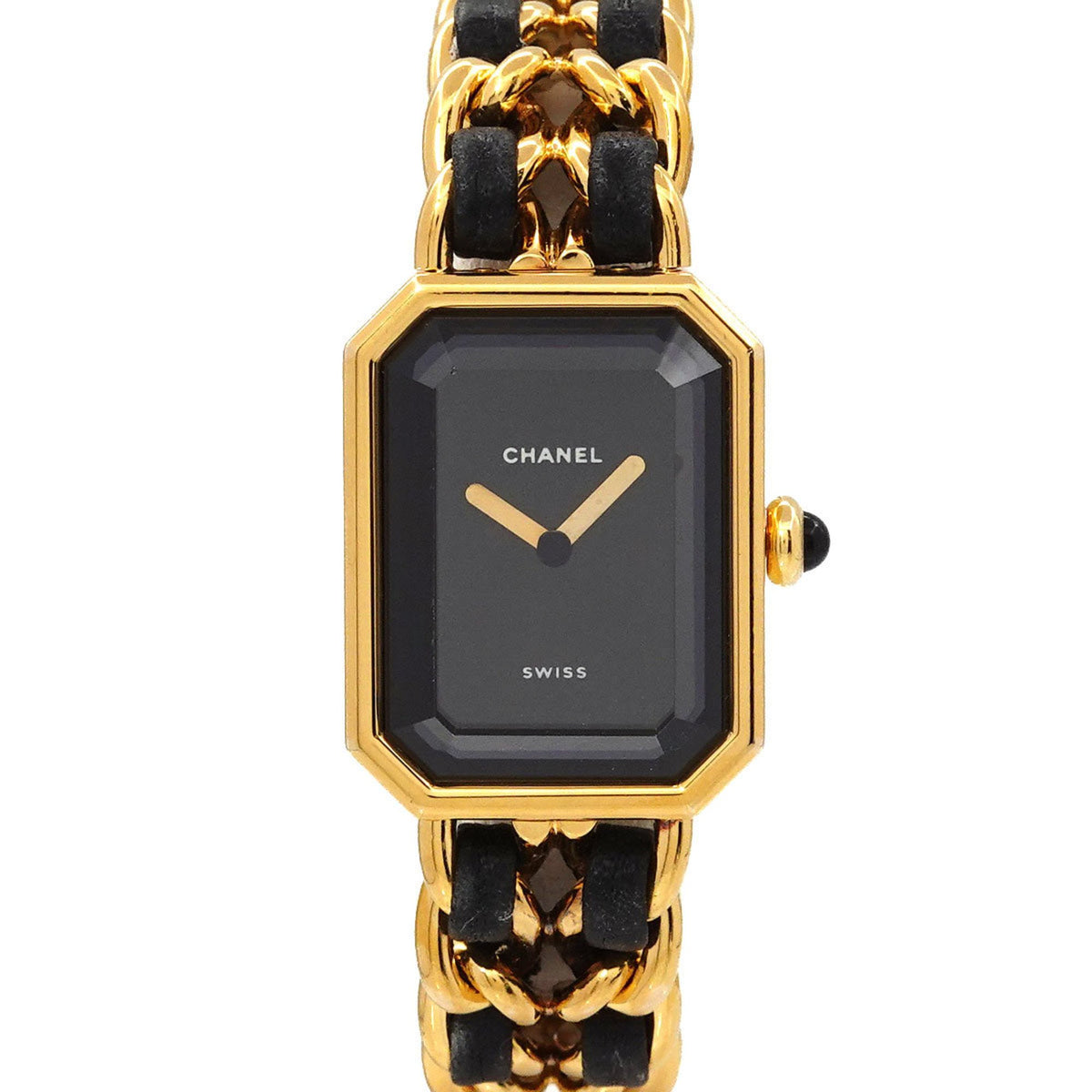 Gebrauchte CHANEL Premiere S Größe H0001 Damenuhr Schwarz Gold Quarz 