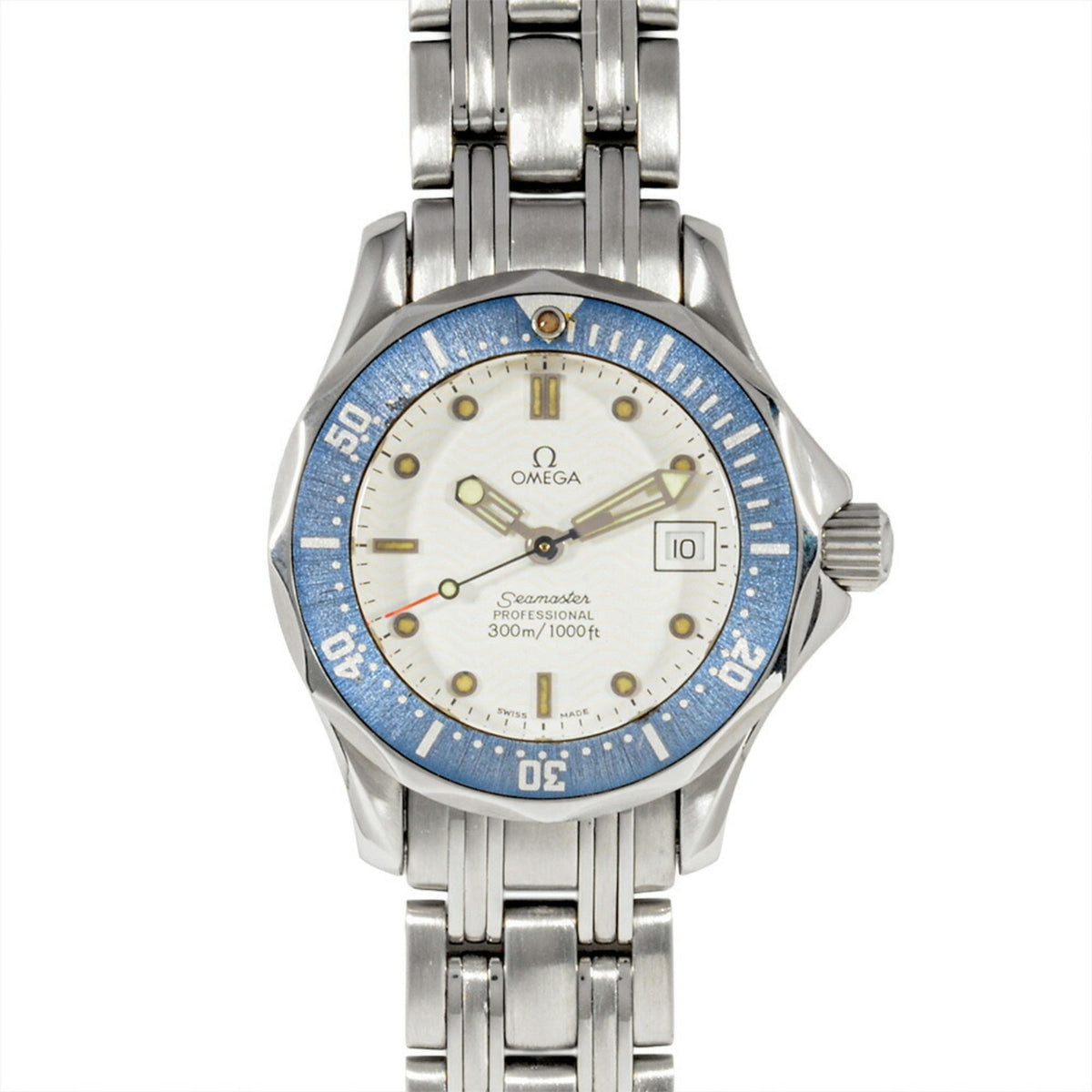 Pre-Owned Omega Seamaster 2583.20 Quartz Watch with White Dial for Women