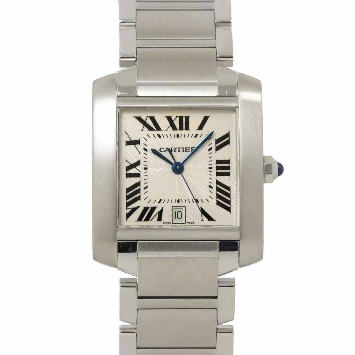 Gebrauchte Cartier Tank Francaise LM W51002Q3 Herrenuhr Silber Automatik 