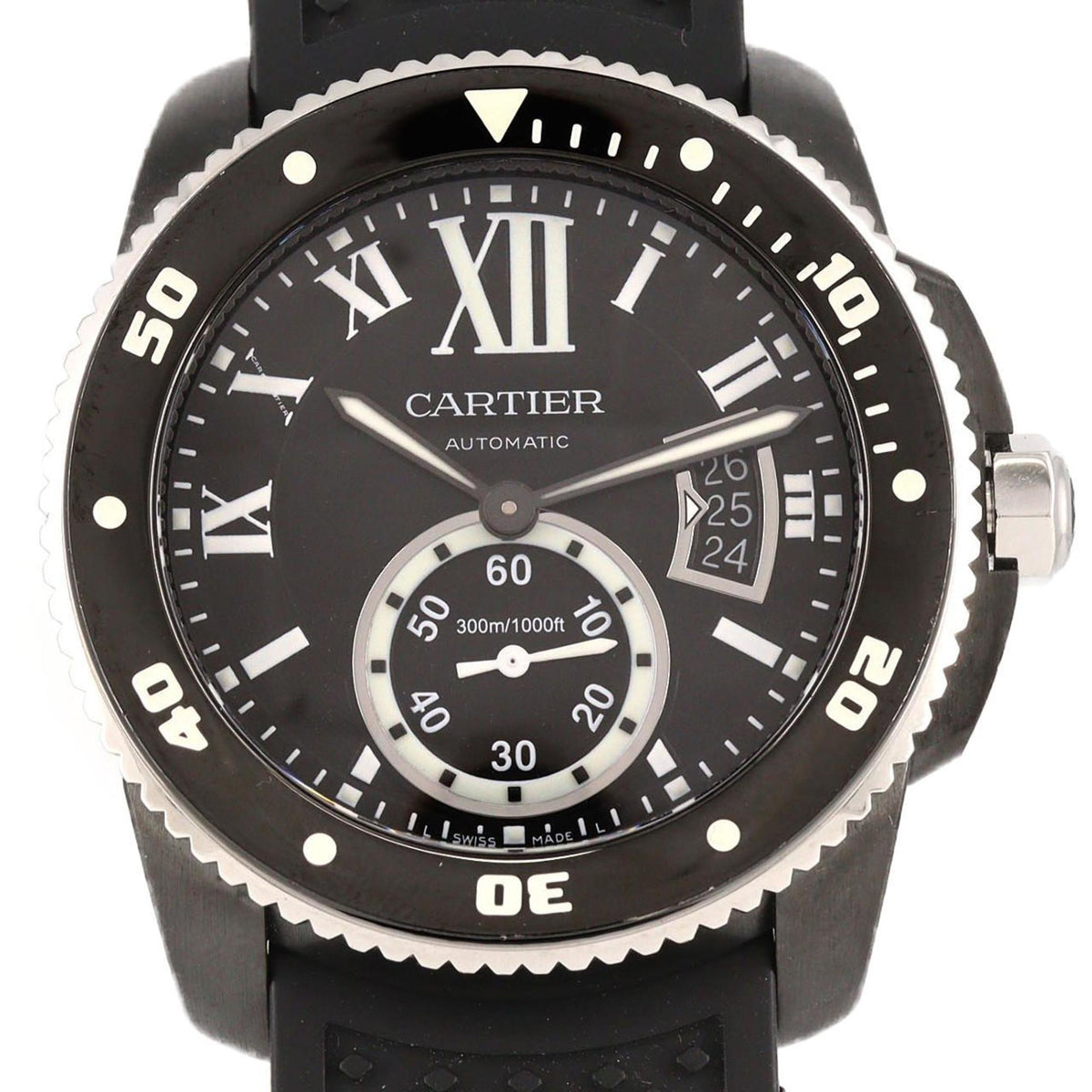 Pre-Owned Cartier Calibre de Diver Carbon WSCA0006 Stainless Steel Automatic Watch