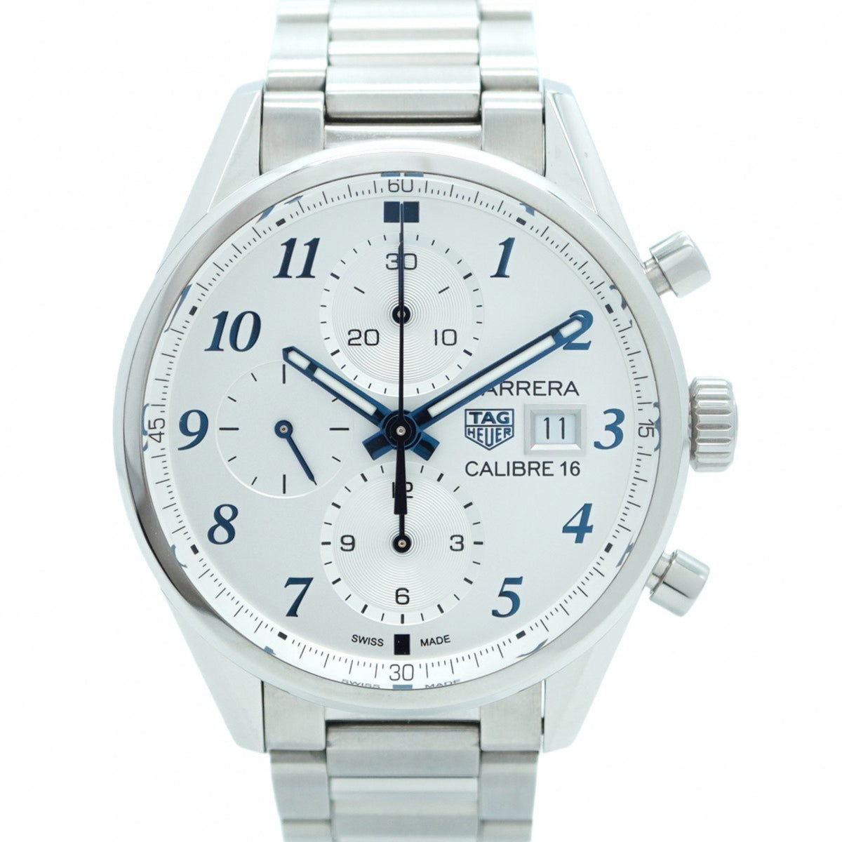 Gebrauchte TAG Heuer Carrera CBK2114 Herrenuhr mit silbernem Zifferblatt 