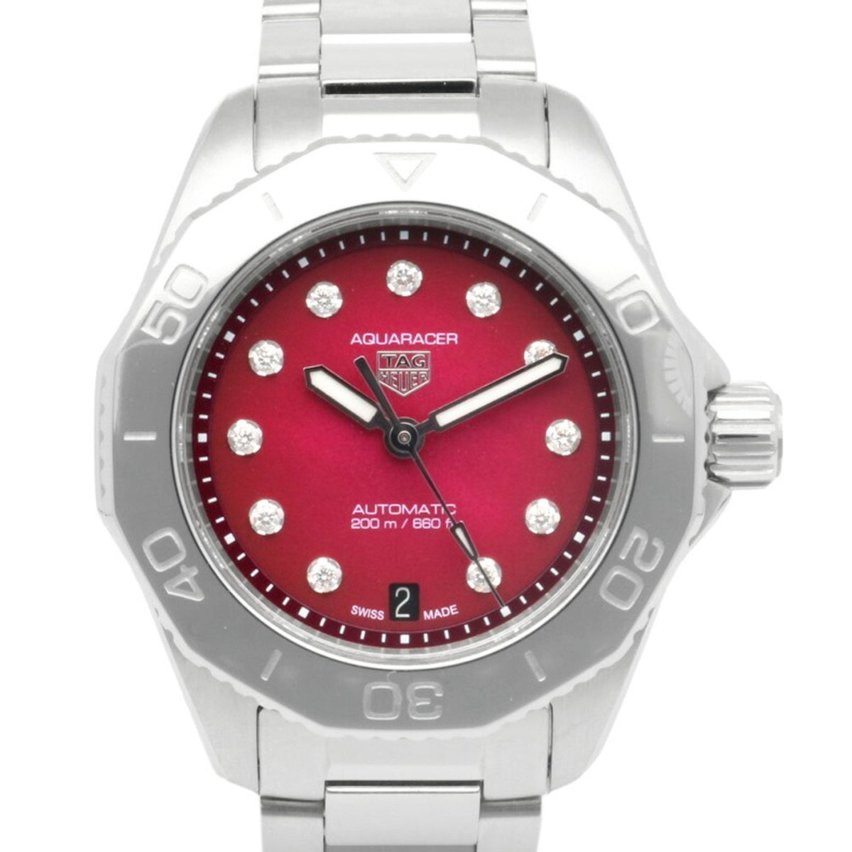 Gebrauchte TAG Heuer Aquaracer Professional 200 Date Uhr Edelstahl WBP2415 Automatik Damen HEUER 11P Diamant 