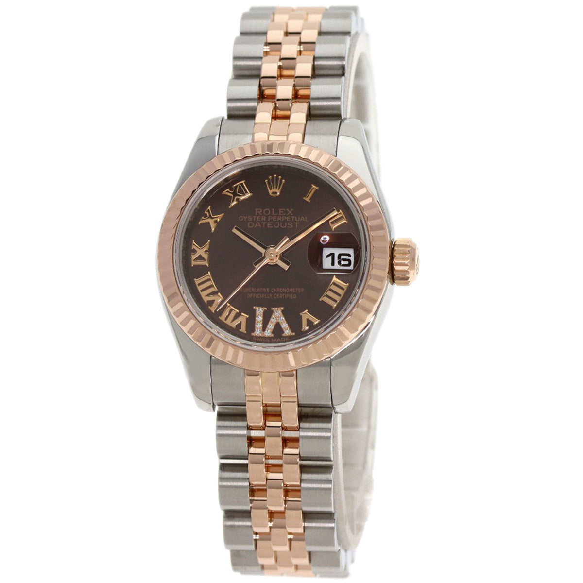 Gebrauchte Rolex 179171 Datejust VI Diamantuhr Edelstahl SSxK18PG Everose Gold Damen ROLEX 