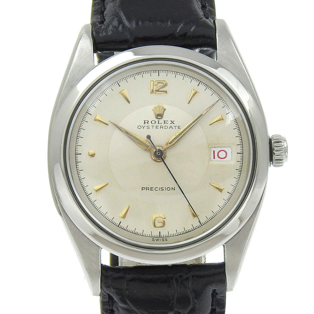 Gebrauchte Rolex ROLEX Precision Oysterdate Uhr 2 6494 Edelstahl x geprägtes Leder Handaufzug Weißes Zifferblatt Herren 