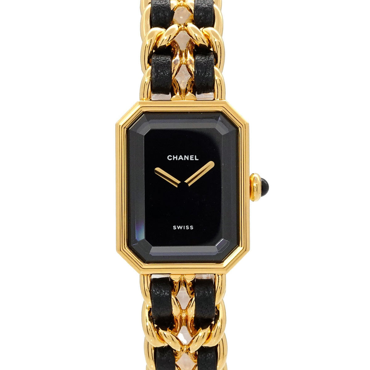 Gebrauchte CHANEL Premiere L Größe H0001 Damenuhr Schwarz Gold Quarz 