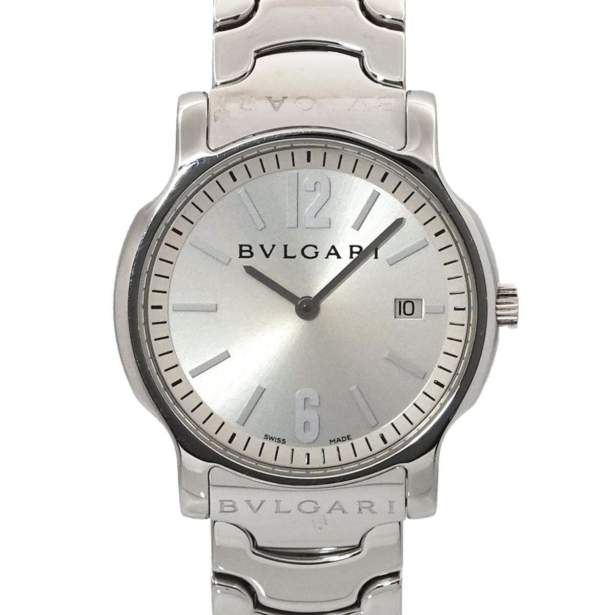Pre-Owned BVLGARI Solotempo ST35S Men's Watch with Date, White Quartz Movement