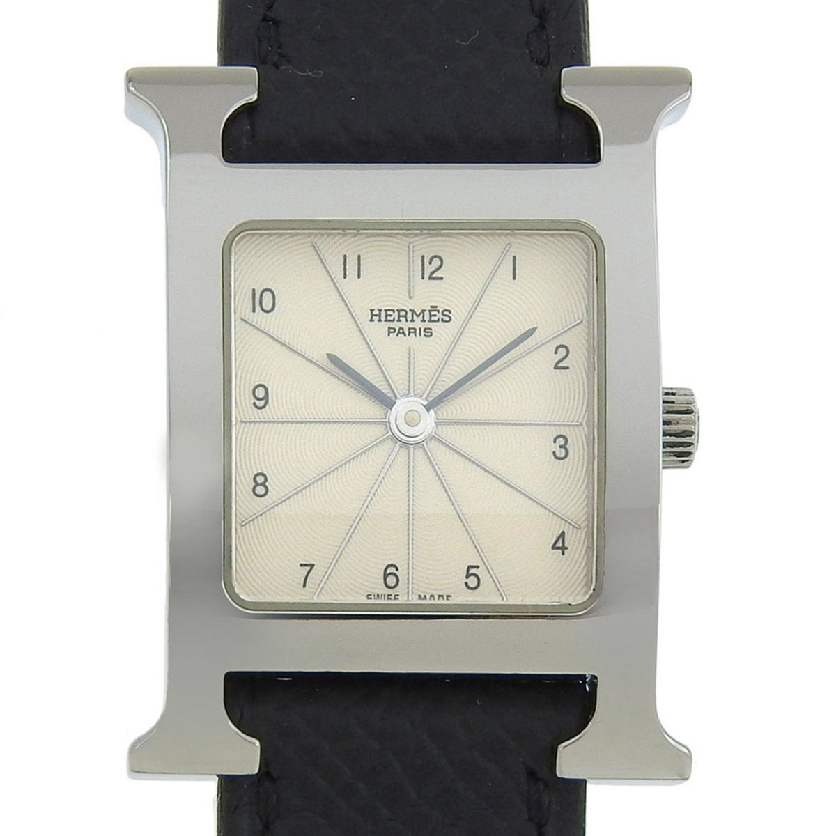 Gebraucht Wie neu Hermes HERMES H Uhr HH1 210 Weißes Zifferblatt SS/Leder Quarz Batterie Ca. 21mm Damenuhr 2 Zeiger 