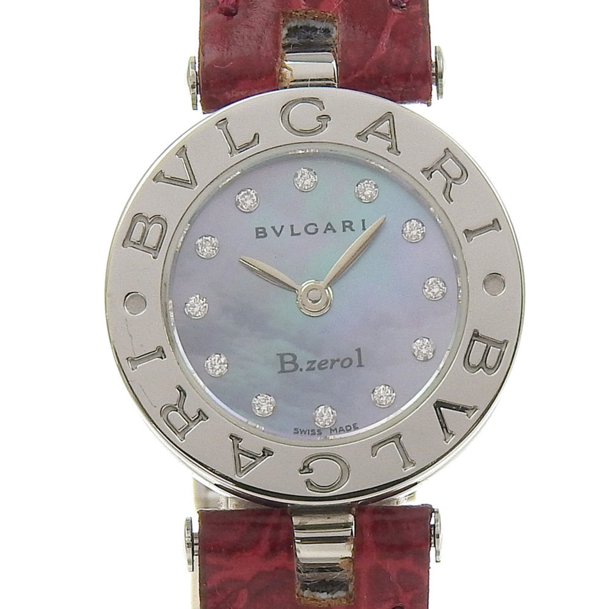 Gebrauchte BVLGARI B-zero1 Uhr BZ22S Edelstahl Quarz Analoganzeige Blaues Muschelzifferblatt Damen 