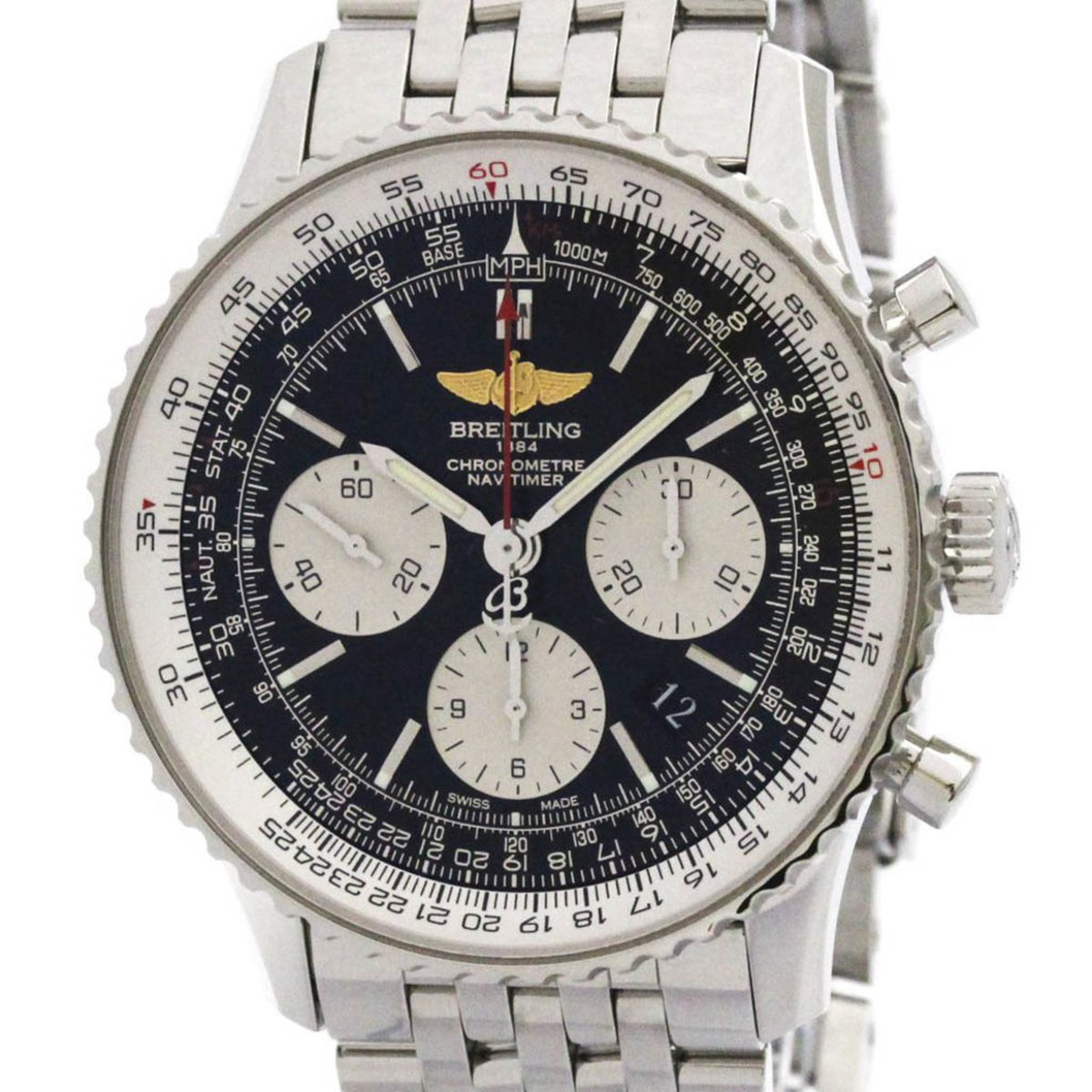 Gebrauchte BREITLING Navitimer 01 Stahl Automatik Herrenuhr AB0120 poliert 