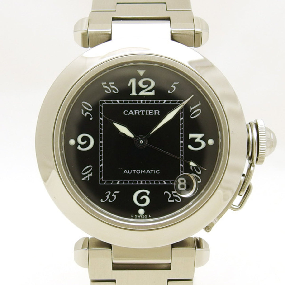 Gebrauchte Cartier Pasha C 35 mm schwarzes Zifferblatt SS 20180320 
