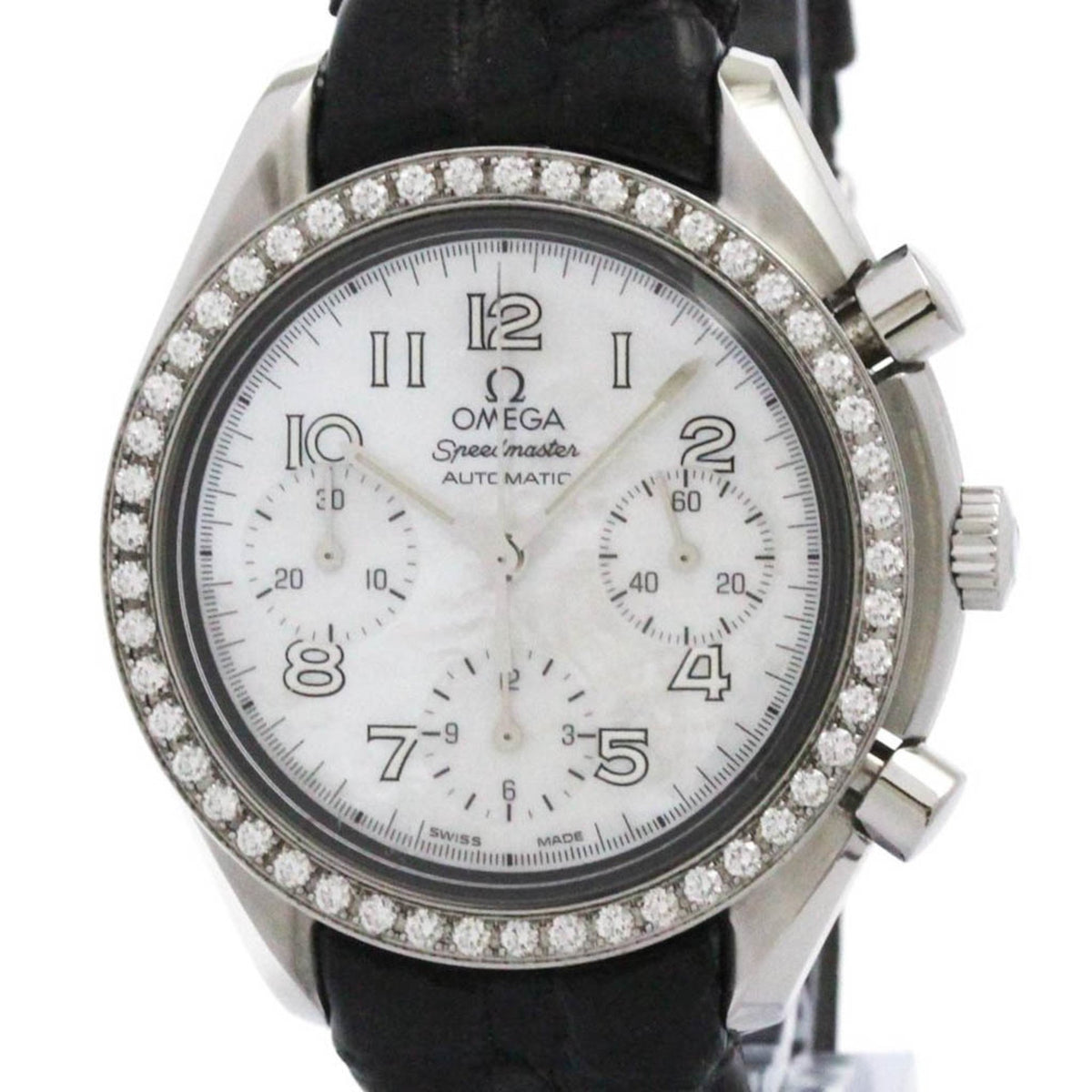Pre-Owned OMEGA Speedmaster Diamond MOP Dial Steel Mens Watch 3835.70.36 Polished