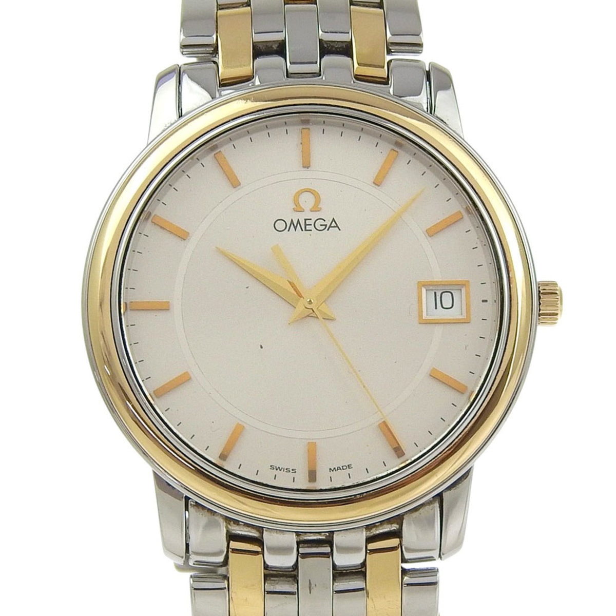 Gebrauchte OMEGA De Ville Prestige Uhr, Kaliber 1432, 4310.31, Edelstahl, 1998, Quarzwerk, analoge Anzeige, weißes Zifferblatt, Damen. 