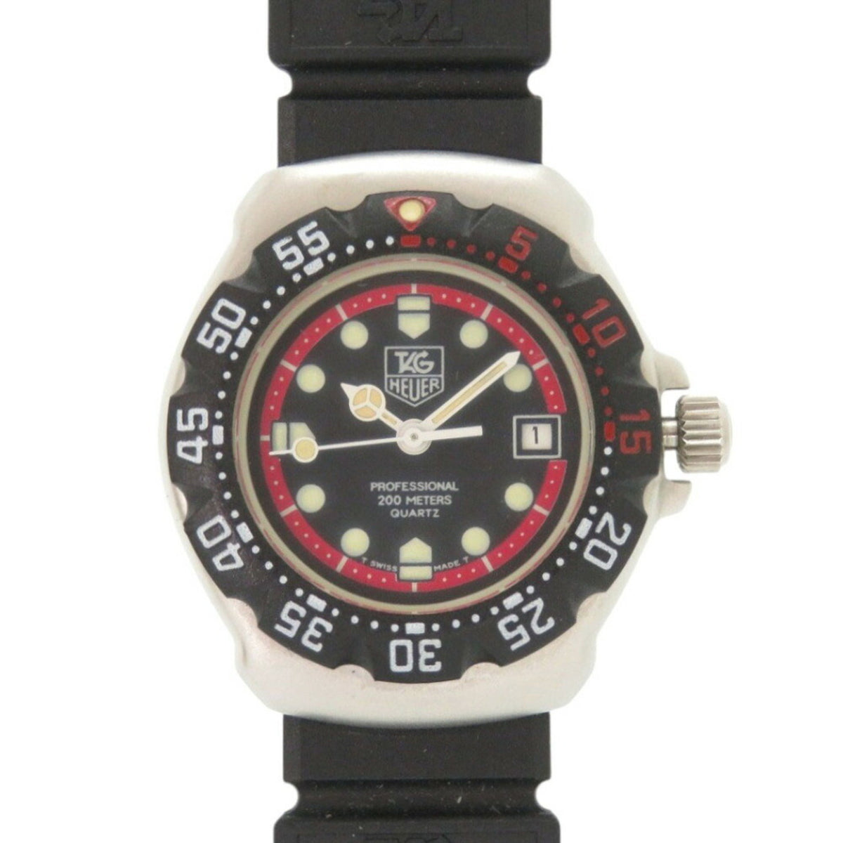 Pre-Owned TAG Heuer Formula 1 374.508 Stainless Steel Rubber Black Quartz Watch with Dial 1729