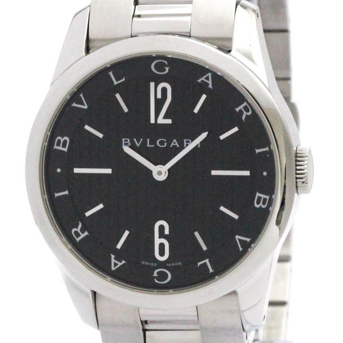 Pre-Owned BVLGARI Solotempo Stainless Steel Quartz Mens Watch ST37S Polished