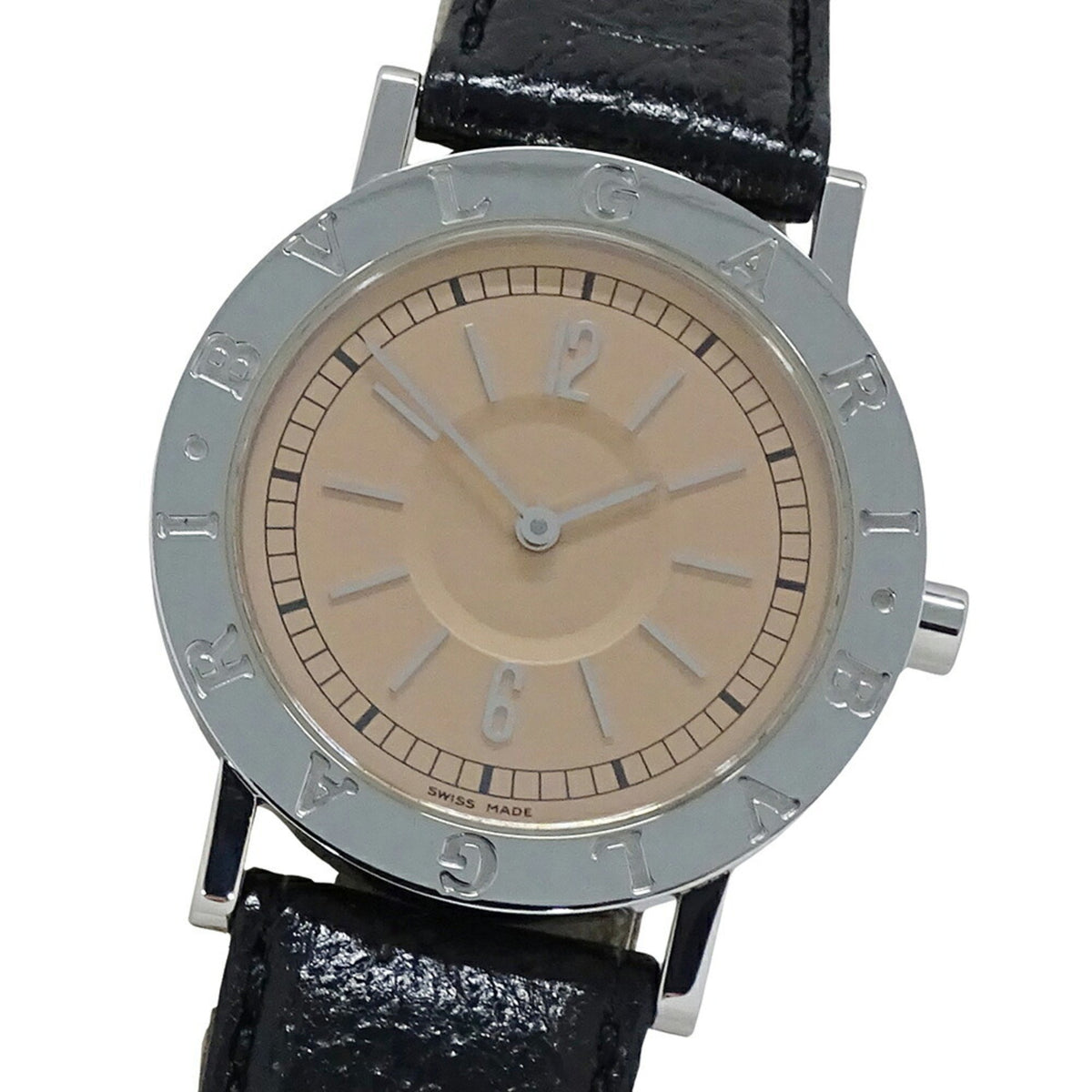 Gebrauchte BVLGARI Herrenuhr Quarz Edelstahl SS Leder BB33SL Orange Rund Poliert 