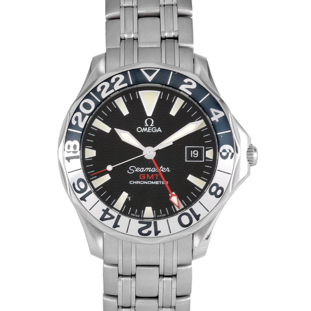 Gebrauchte OMEGA 2534.50.00 Seamaster 300 GMT 50. Jubiläumsmodell Automatikuhr Schwarzes Zifferblatt Herren 
