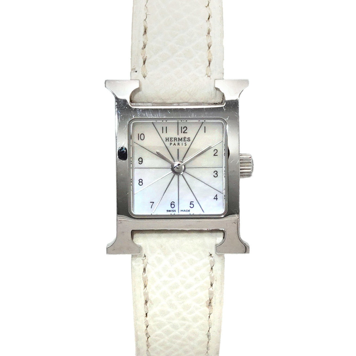 Gebrauchte Hermes HERMES H Uhr Mini HH1 110 Damen Weißes Shell Quarz 