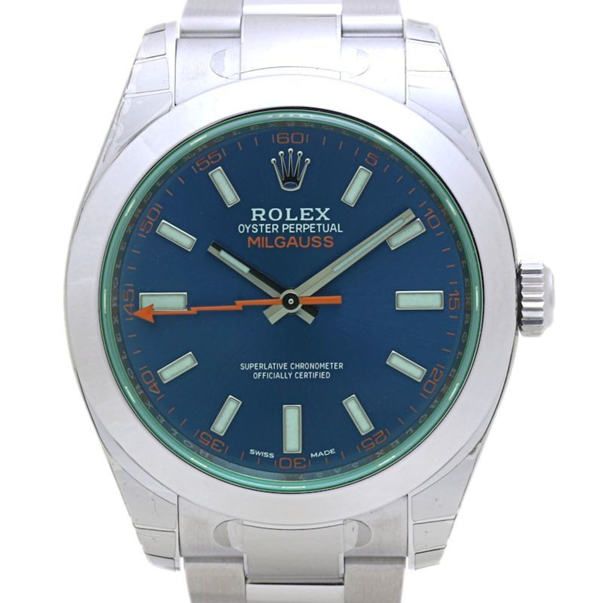 Pre-Owned ROLEX Milgauss Z Blue, Random Number 116400GV, Men's Stainless Steel Watch, 40132