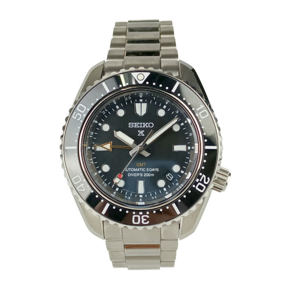 Gebrauchte SEIKO Uhr PROSPEX Diver Scuba GMT 6R54-00D0 SBEJ011 Silber Schwarz Edelstahl Herren Automatik 2513033010008 