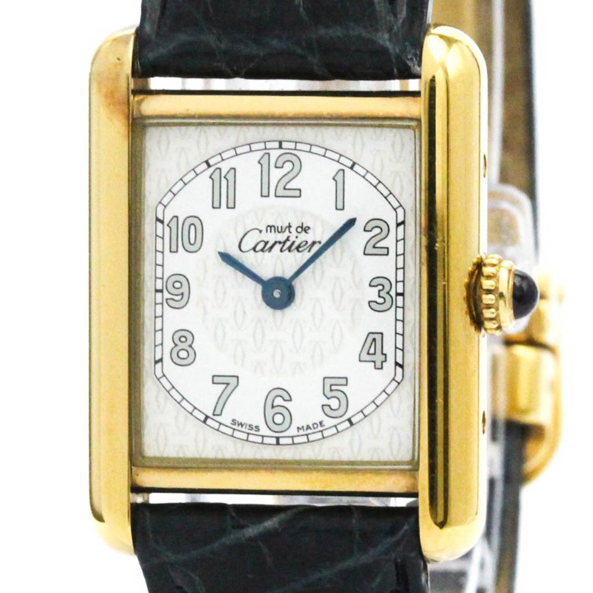 Gebrauchte CARTIER Must Tank Quarz vergoldete Unisex-Kleideruhr W1013854 BF574831 