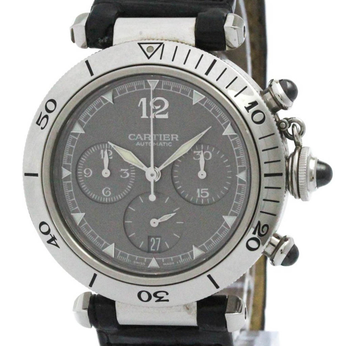 Gebrauchte CARTIER Pasha 38 Chronograph 2004 Weihnachten LTD Uhr W3107355 poliert 