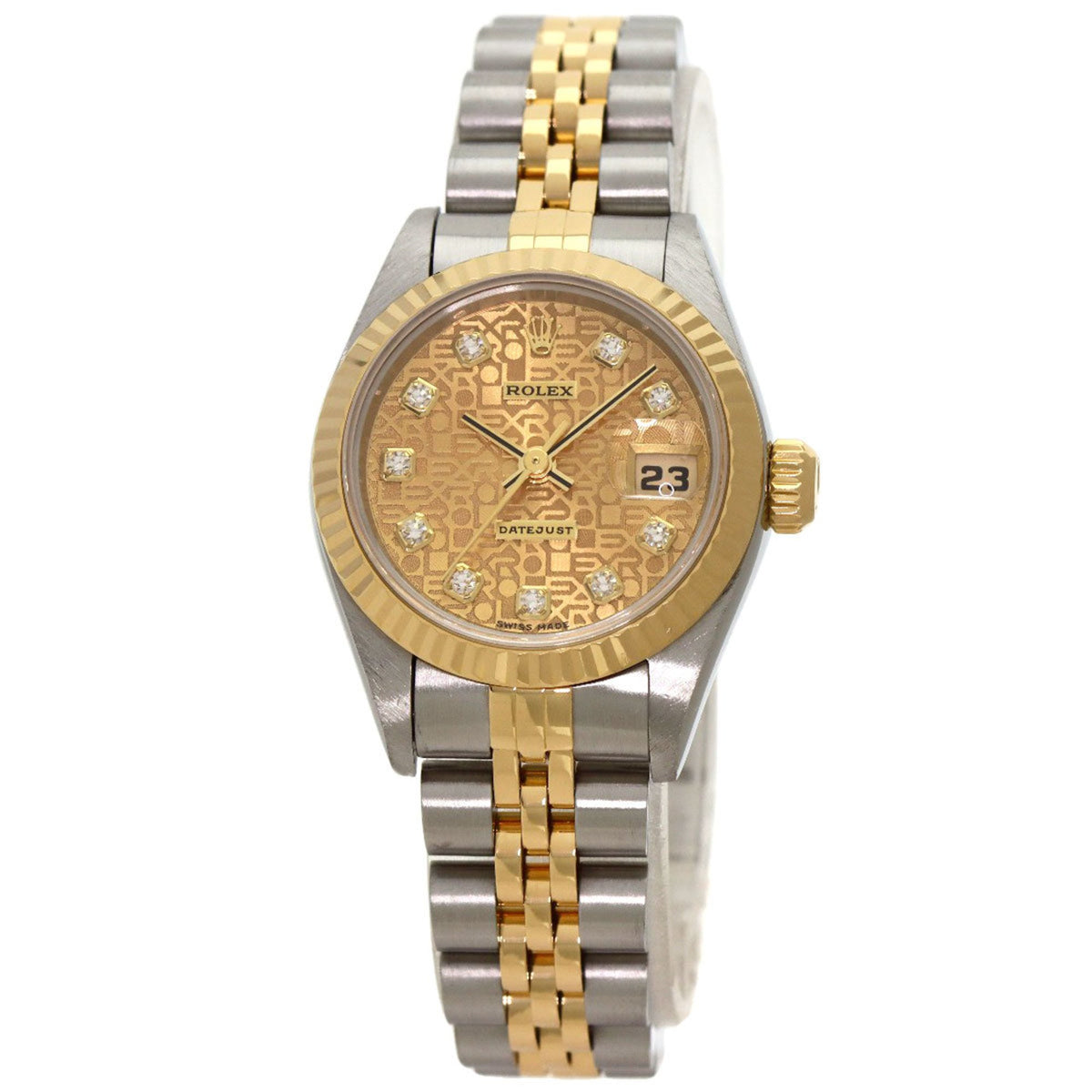 Gebrauchte Rolex 69173G Datejust 10P Diamant Uhr Edelstahl SSxK18YG K8YG Damen ROLEX 