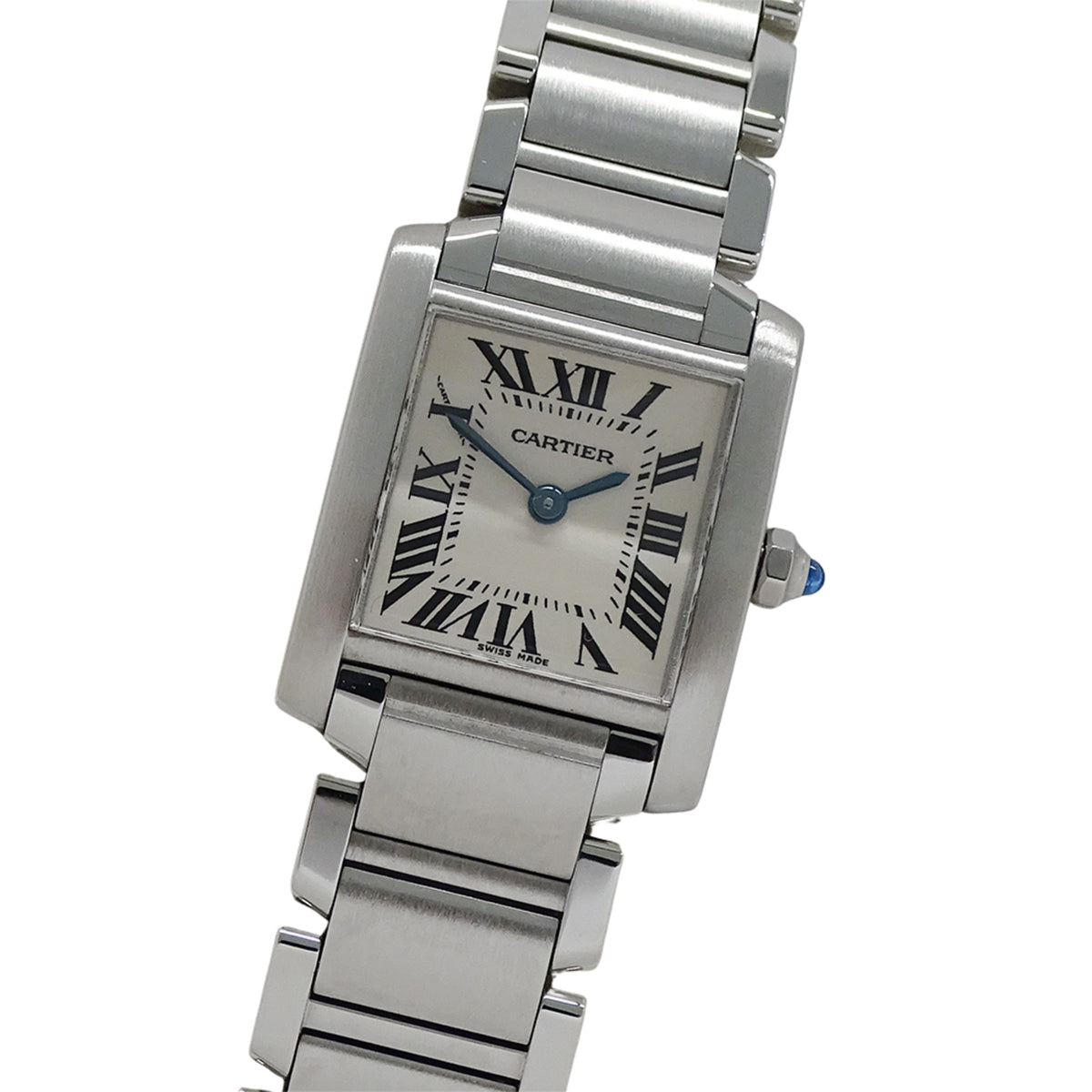 Pre-Owned Cartier Tank Fran?aise Women's Watch, SM Quartz, QZ Stainless Steel, W51008Q3, Silver/Ivory, Polished