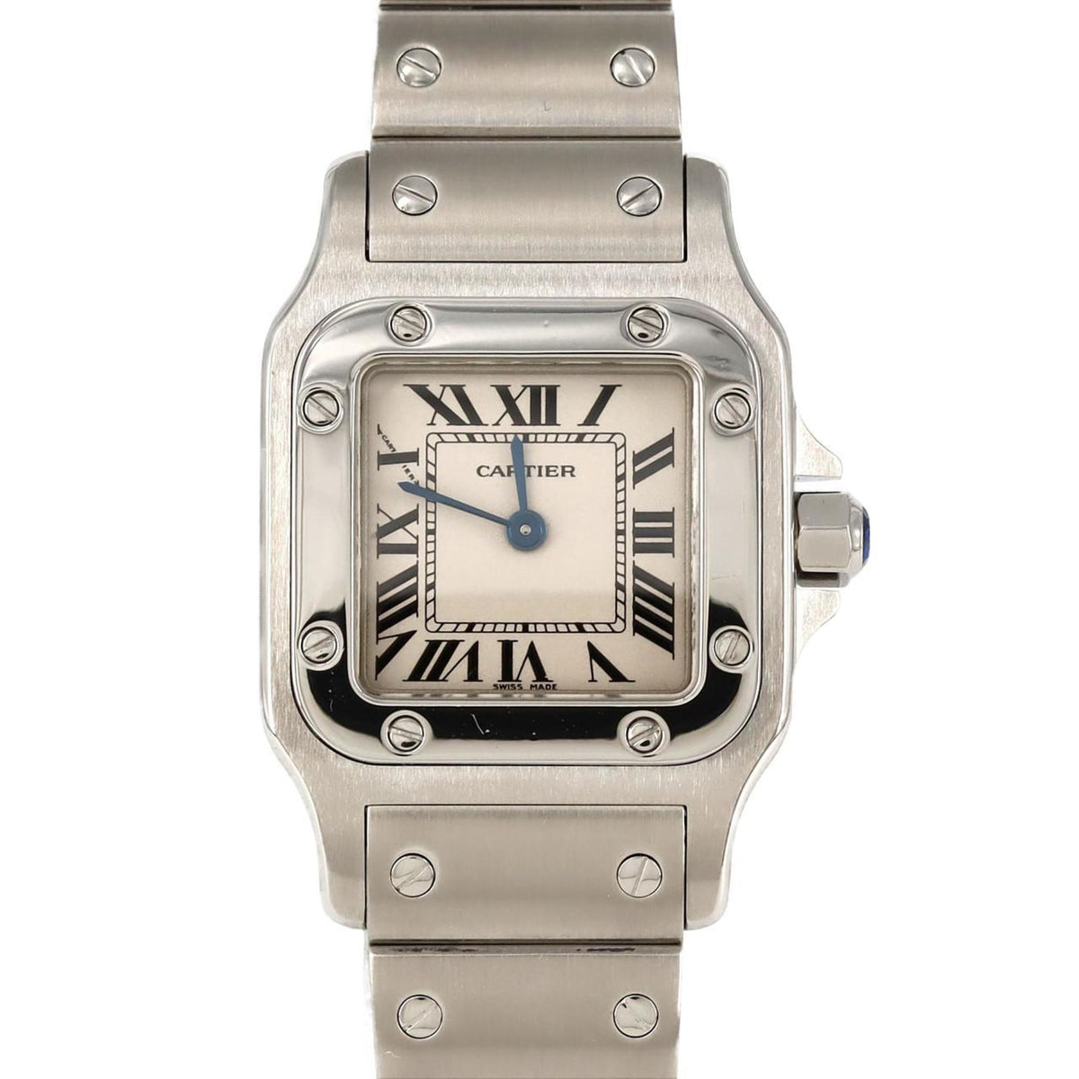 Gebrauchte Cartier Santos Galbe SM W20056D6 SS Armbanduhr Quarz 