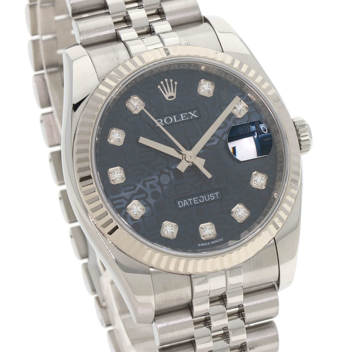 Gebrauchte Rolex 116234G Datejust 10P Diamantuhr Edelstahl SS K18WG Herren ROLEX 