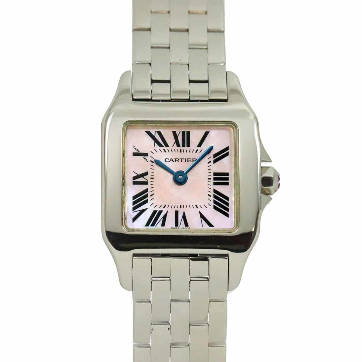 Gebrauchte Cartier Santos Demoiselle SM W25075Z5 Damenuhr Pink Shell Quartz 