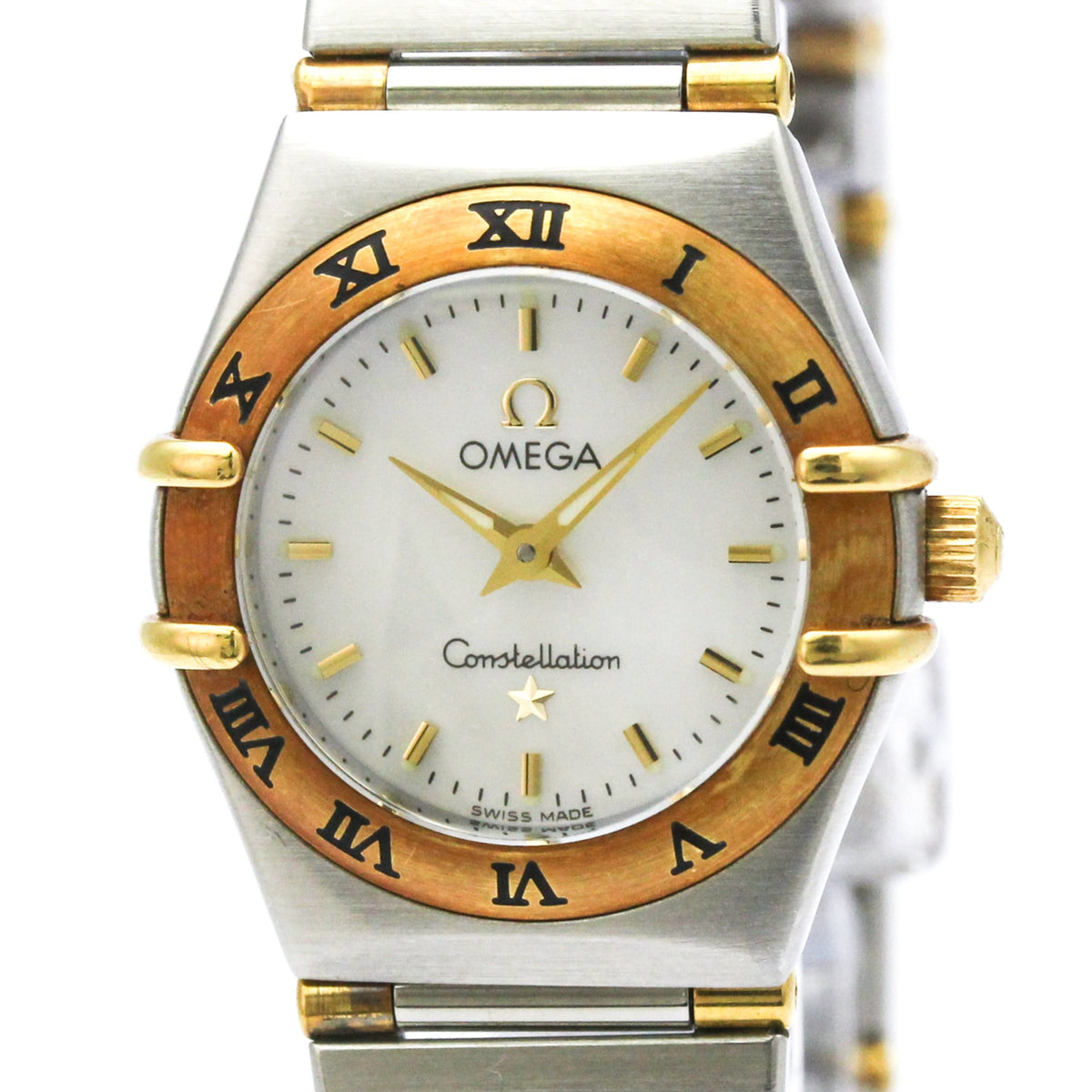 Pre-Owned OMEGA Constellation MOP 18K Gold Steel Ladies Watch 1362.70 Polished