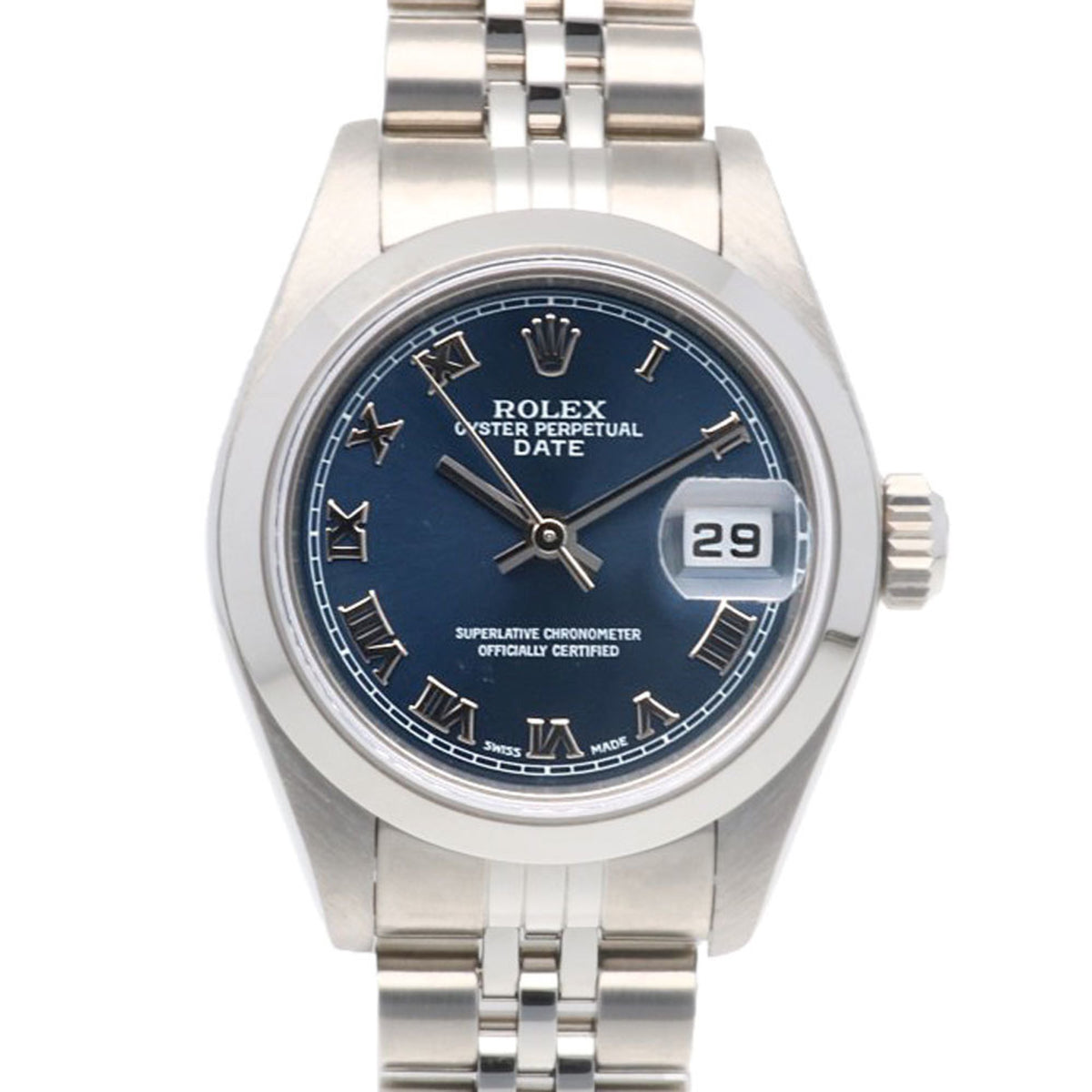 Gebrauchte Rolex Date Oyster Perpetual Uhr Edelstahl 79160 Automatik Damen ROLEX Y-Serie 2002 Modell römische Ziffern überholt 