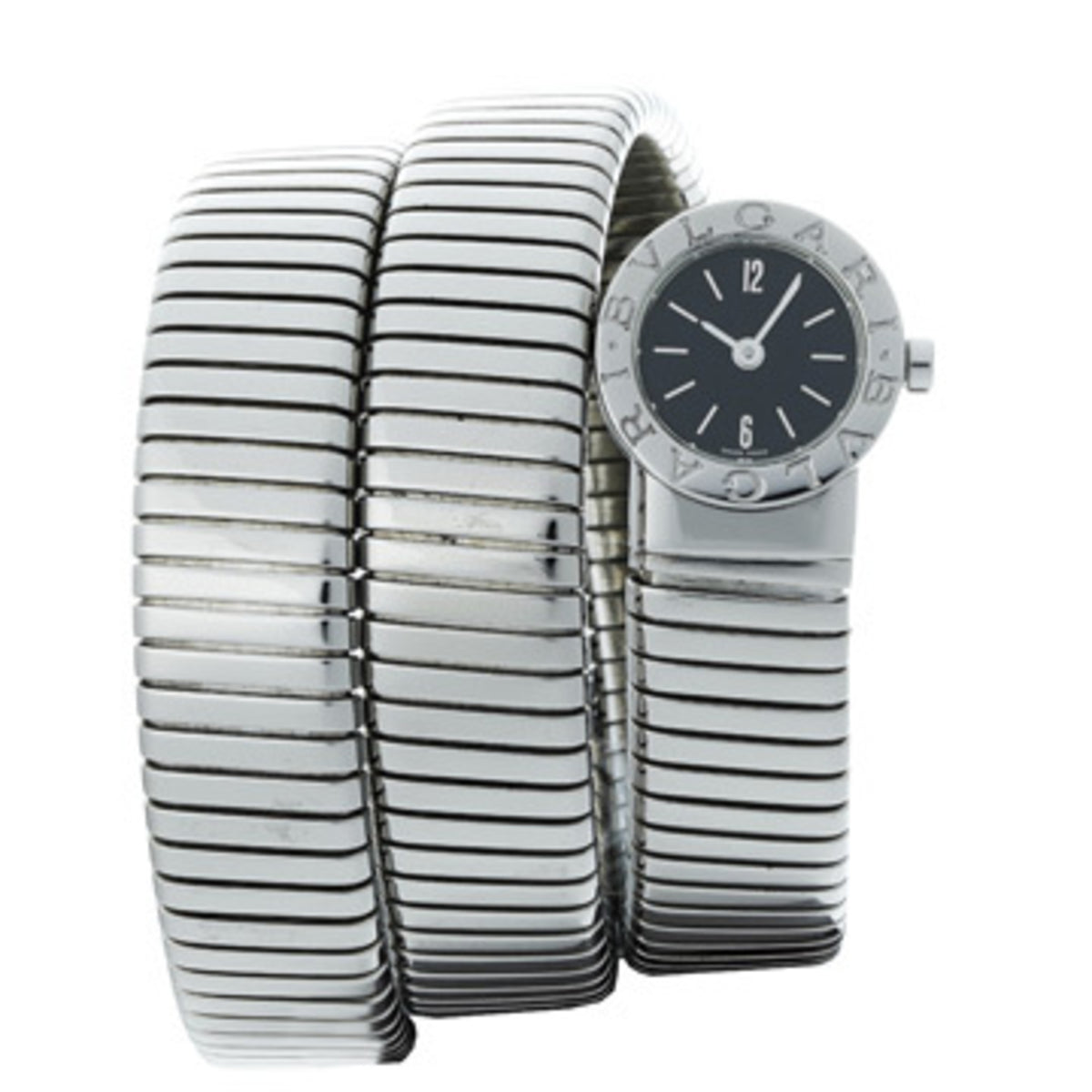 Pre-Owned Bvlgari Tubogas Snake BB191TS Black Women's Quartz Watch