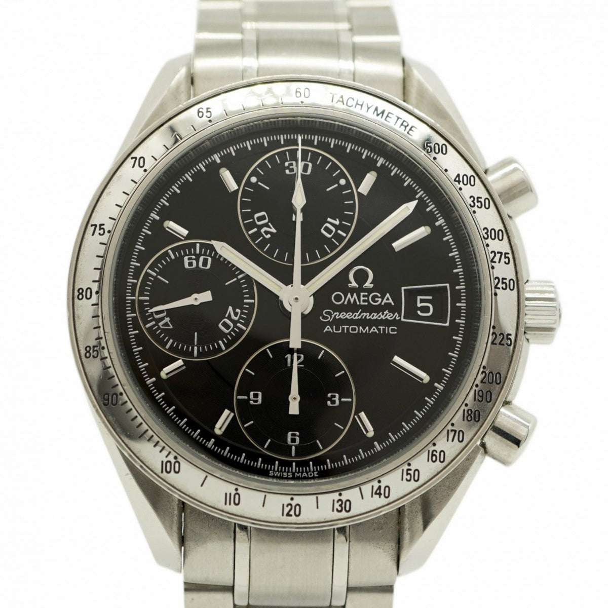Gebrauchte Omega Speedmaster 351.35.000 Herrenuhr mit schwarzem Zifferblatt 