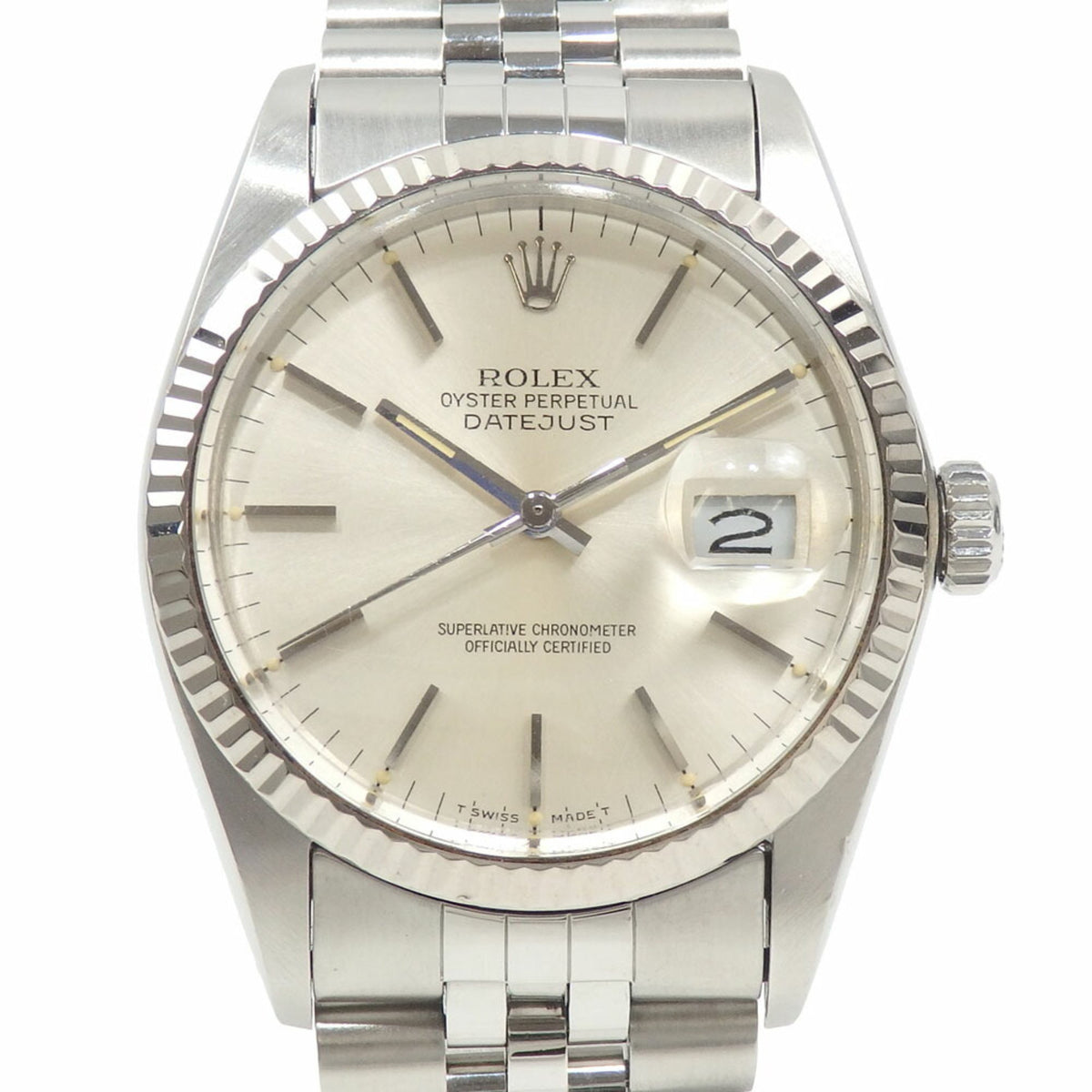 Pre-Owned Rolex Datejust Men's 16014 Automatic Stainless Steel White Gold Watch A2246377
