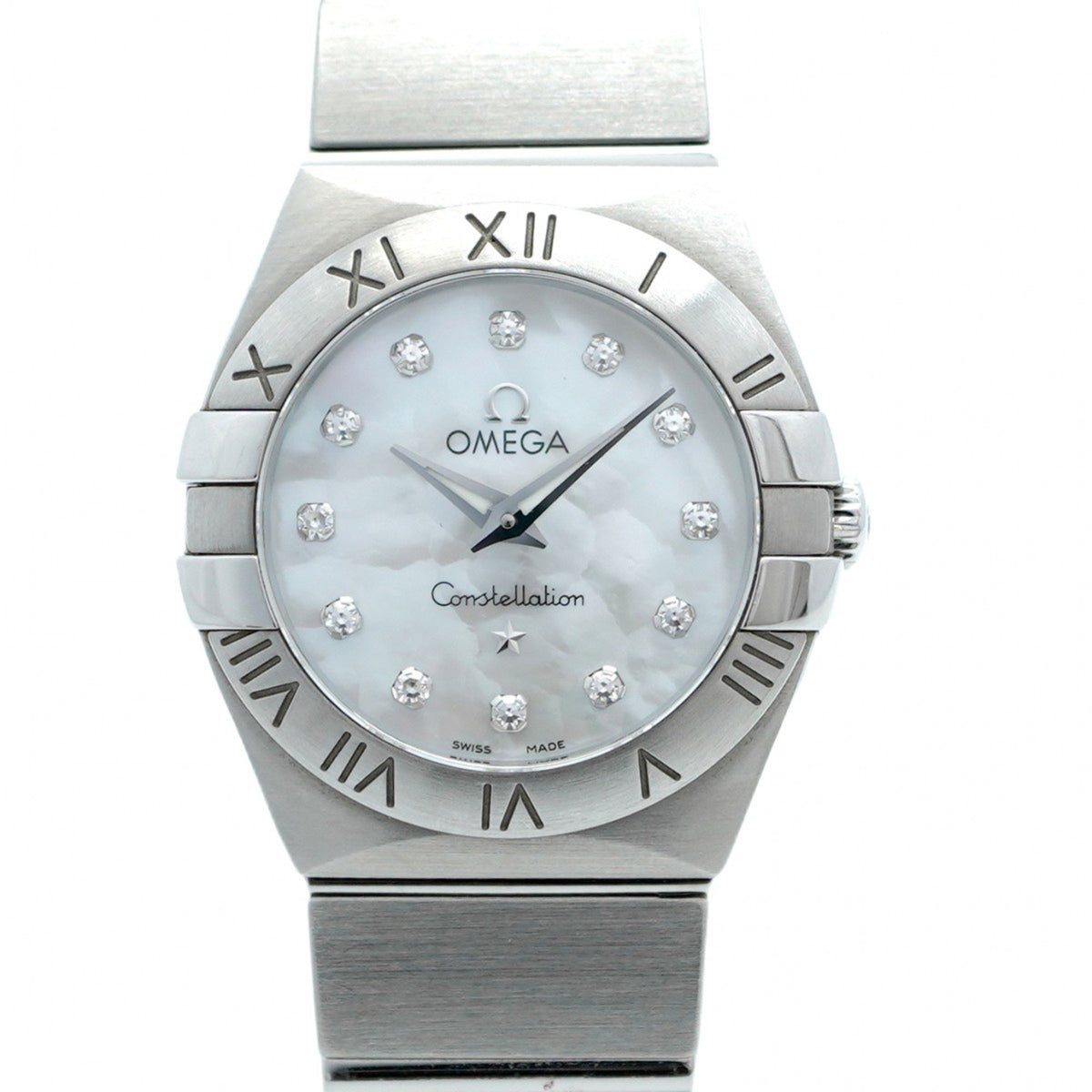 Gebrauchte Omega Constellation 123.10.24.60.55.001 Damenuhr mit weißem Zifferblatt 