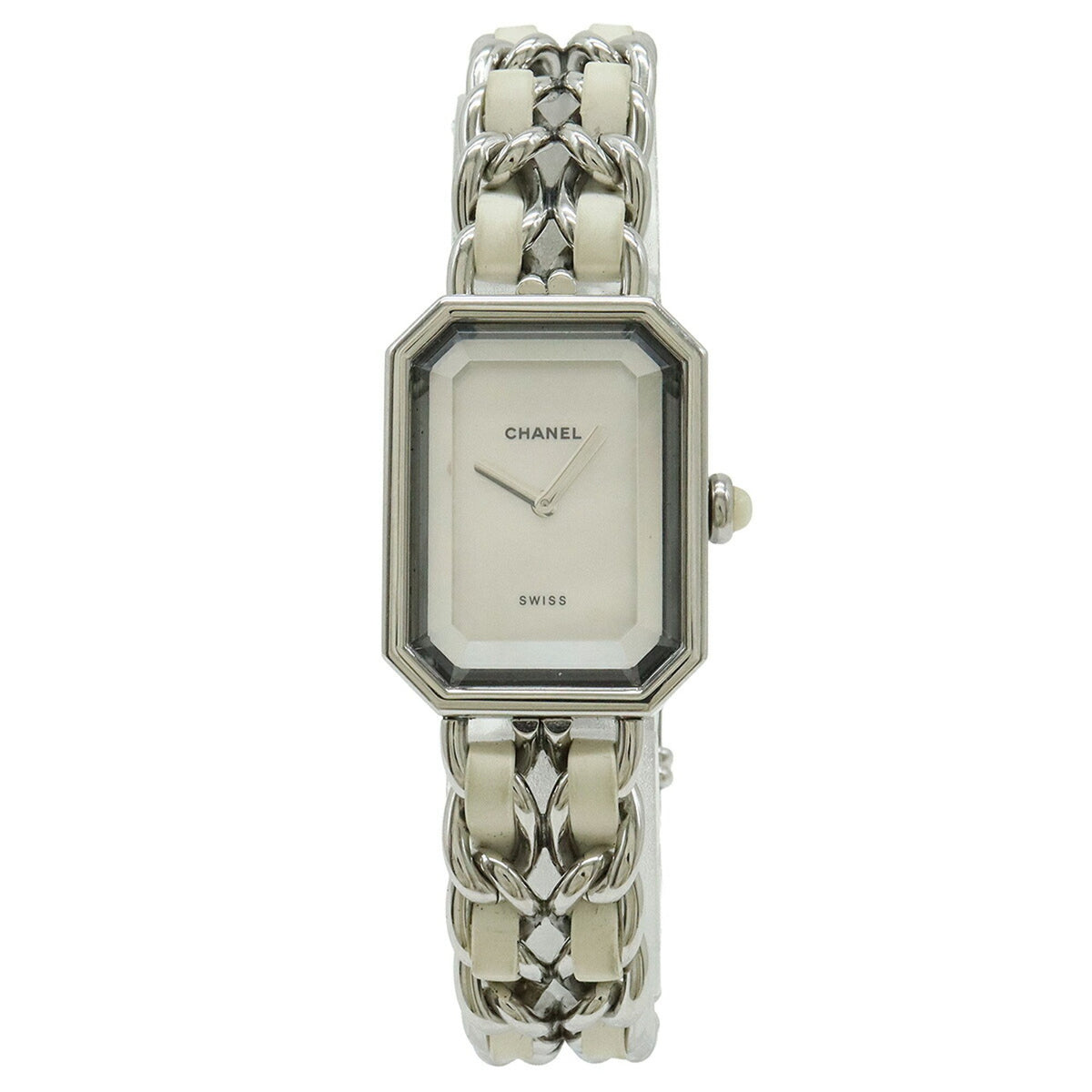 Pre-Owned CHANEL Premiere White Shell Dial Large Stainless Steel Leather Women's Watch H1639
