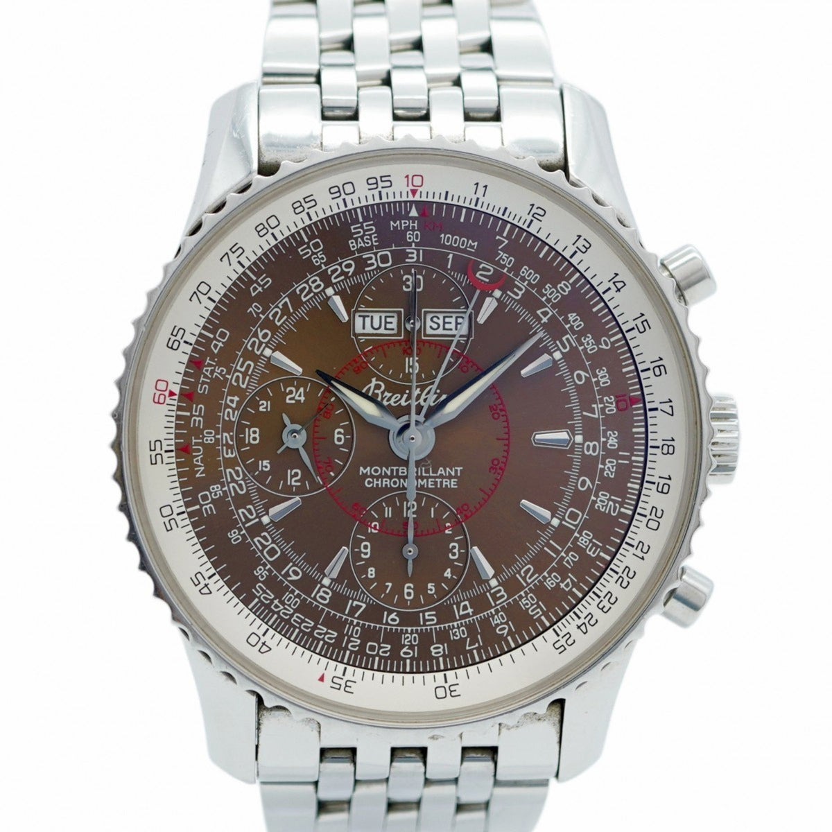 Gebrauchte Breitling Montbrillant A21330 Herrenuhr mit braunem Zifferblatt 