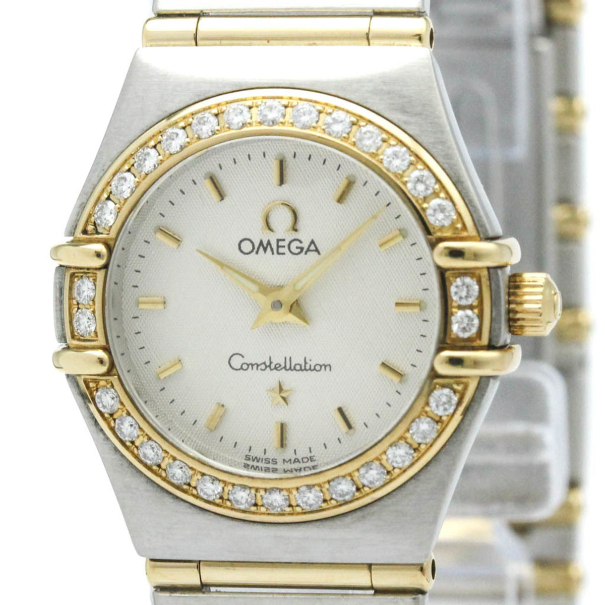 Pre-Owned OMEGA Constellation Diamond 18K Gold Steel Watch 1367.30 Polished