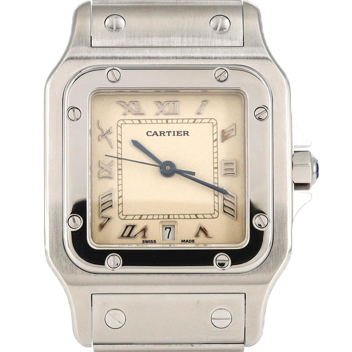 Pre-Owned Cartier Santos Galbe LM W20025D6 Stainless Steel Quartz Watch