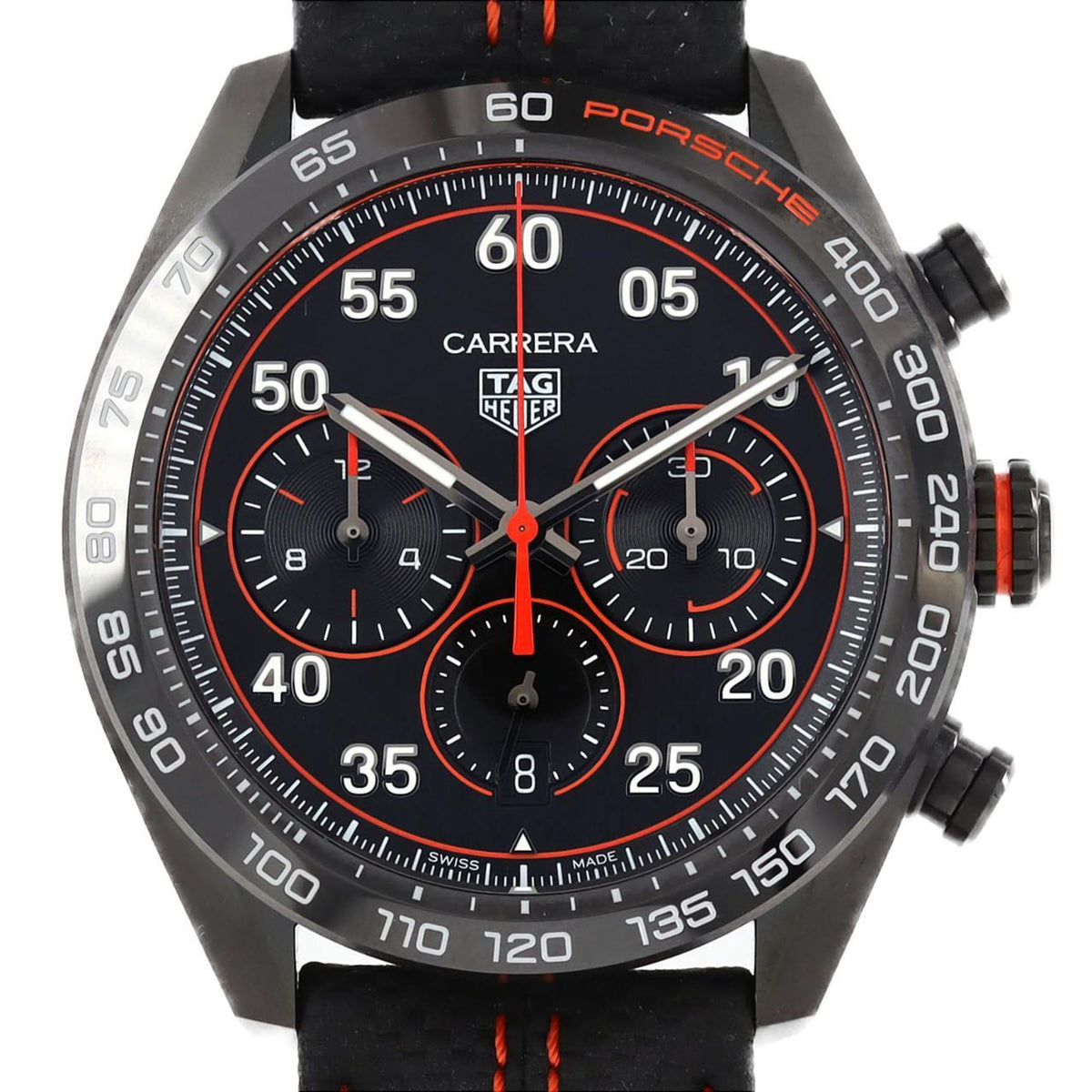 Gebrauchte TAG Heuer Carrera Chronograph Porsche Orange Racing DLC CBN2A1M.FC6526 SS Armbanduhr Automatik 